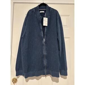 Men's sz 3XL Tommy Bahama navy waffle knit zip up sweater new w/ tag #1354